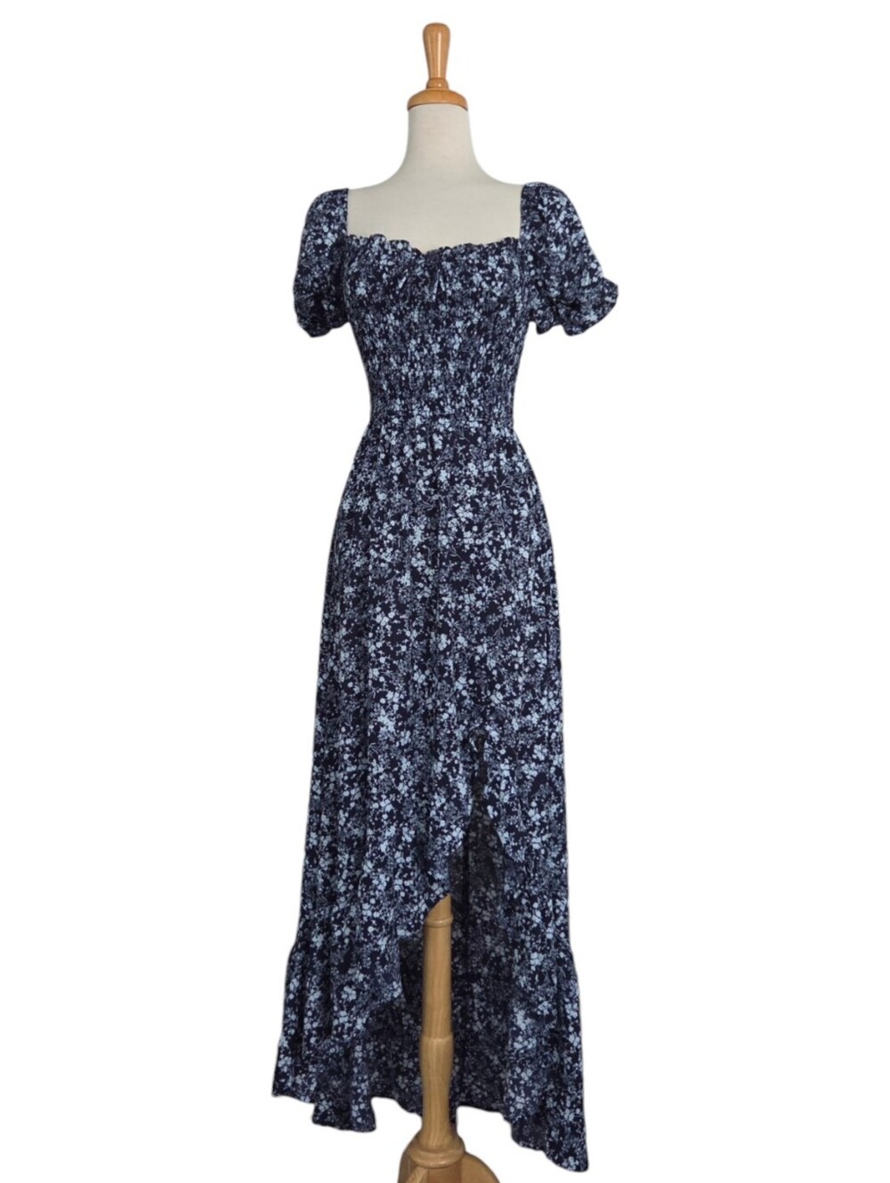 Francescas Blue Floral Maxi Dress Women's Size M Cottagecore Boho